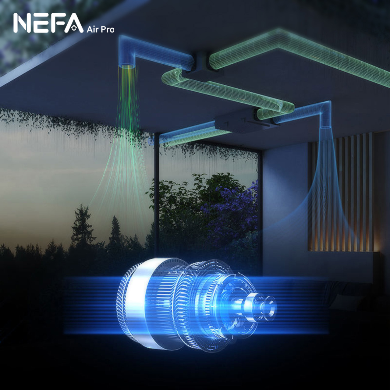 Động cơ Máy cấp khí tươi hai chiều hồi nhiệt hút ẩm khử nồm cửa ngang Nefa AirPro NF-VXX-TH-S