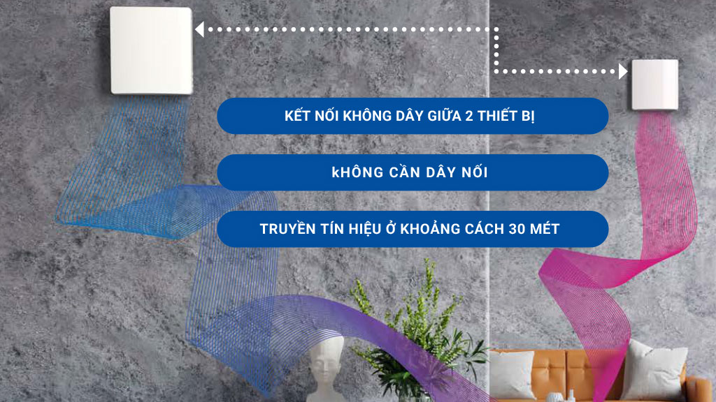 Lắp máy cấp khí tươi âm tường Nefa AirPro không cần dây nối