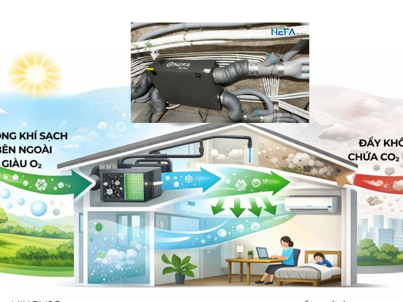 Giải pháp thông gió cấp khí tươi nhà phố 3, 4, 5 tầng