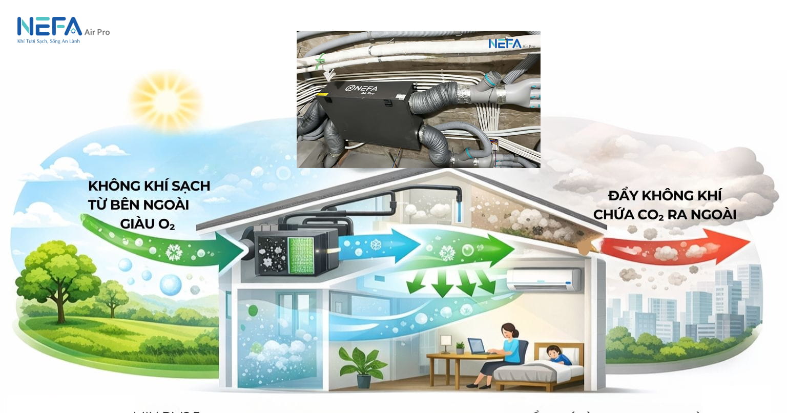 Giải pháp thông gió cấp khí tươi nhà phố 3, 4, 5 tầng